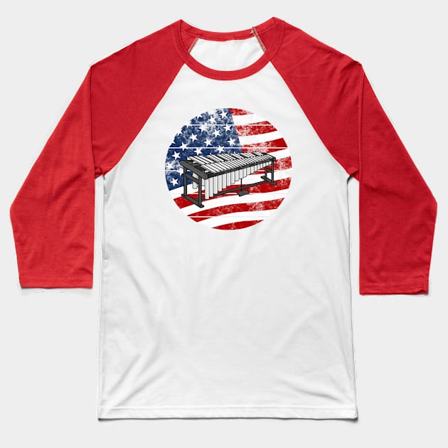 Vibraphone USA Flag Vibraphonist Percussionist Musician 4th July Baseball T-Shirt by doodlerob